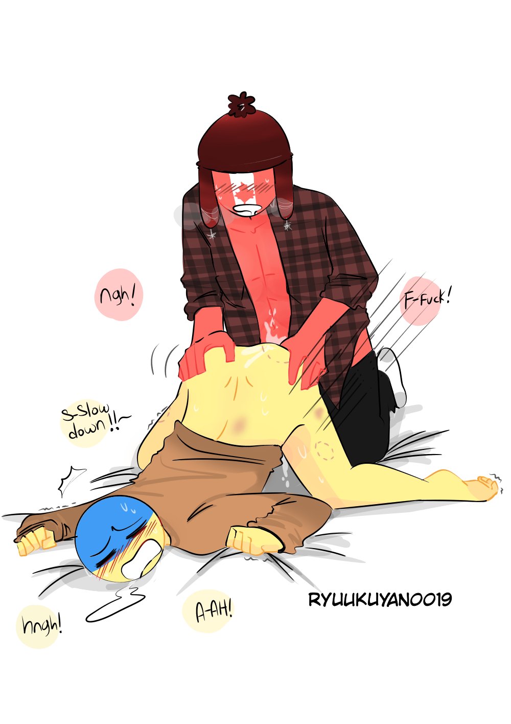 blush, canada (countryhumans), countryhumans, gay, male, ukraine (countryhumans), yaoi