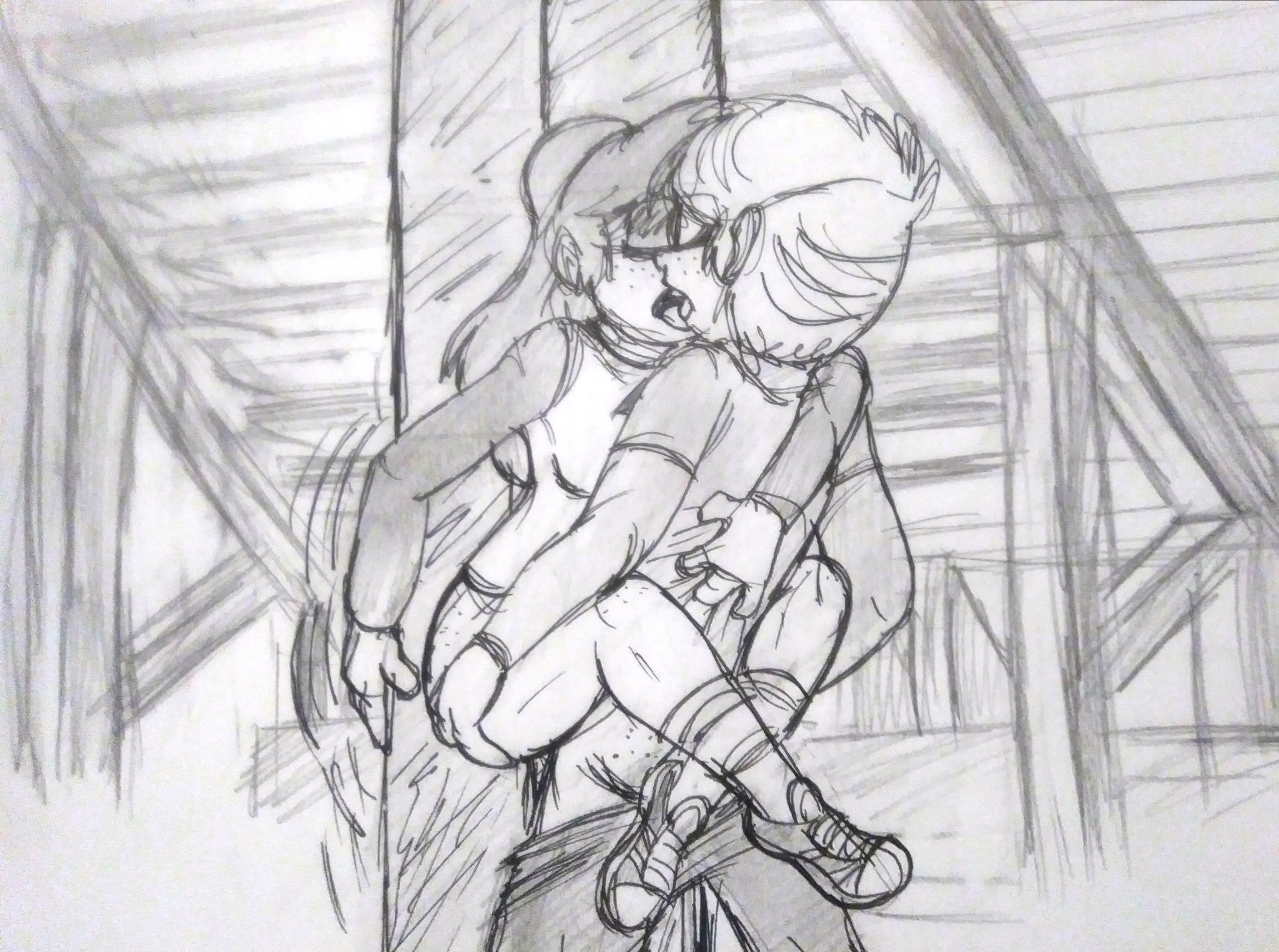 big sister, bottomless, brother, brother and sister, carrying, closed eyes, female, freckles, french kiss, holding, incest, kissing, lincoln loud, little brother, lynn loud, lynncoln, older sister, pants down, sex, straight hair, the loud house, tied hair, young, younger brother
