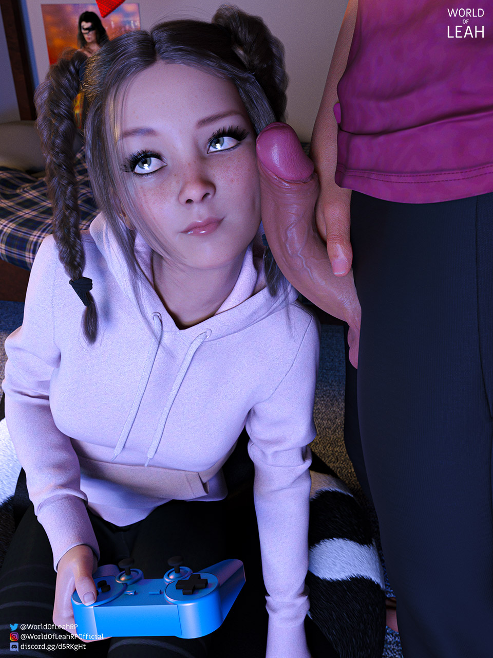 1boy 1girls 3d big_penis clothed_female_nude_male college curious cute daz3d daz_studio faceless_male gamer_girl huge_balls huge_cock melanie_clark original original_character penis penis_on_face playful realistic teen teenager worldofleah