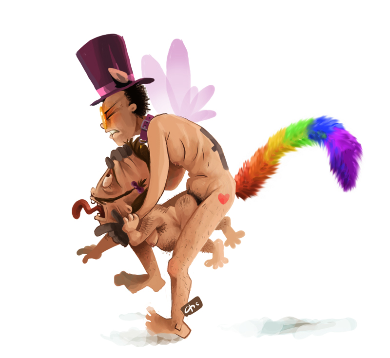 adult_swim collar gay jared male_only superjail tagme tail the_warden top_hat what wings yaoi