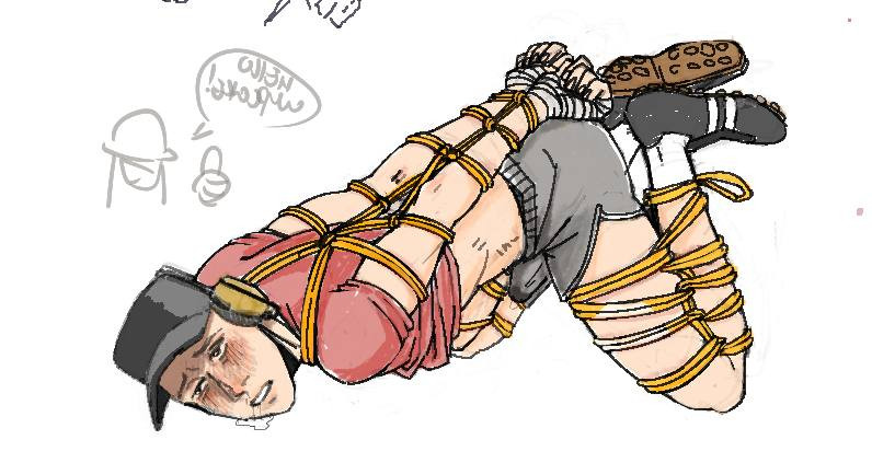 athletic wear, blush, bondage, boner, drool, drooling, erection, erection under clothing, gay, hands behind back, hands tied, im gonna put a baby in him, leaking precum, legs tied, male, male only, napschnapps, pathetic, pathetic male, precum, precum through clothing, restrained, scout (team fortress 2), shirt up, shorts, solo, solo male, submissive male, team fortress 2, tf2, tied hands, tied up, twink, yaoi