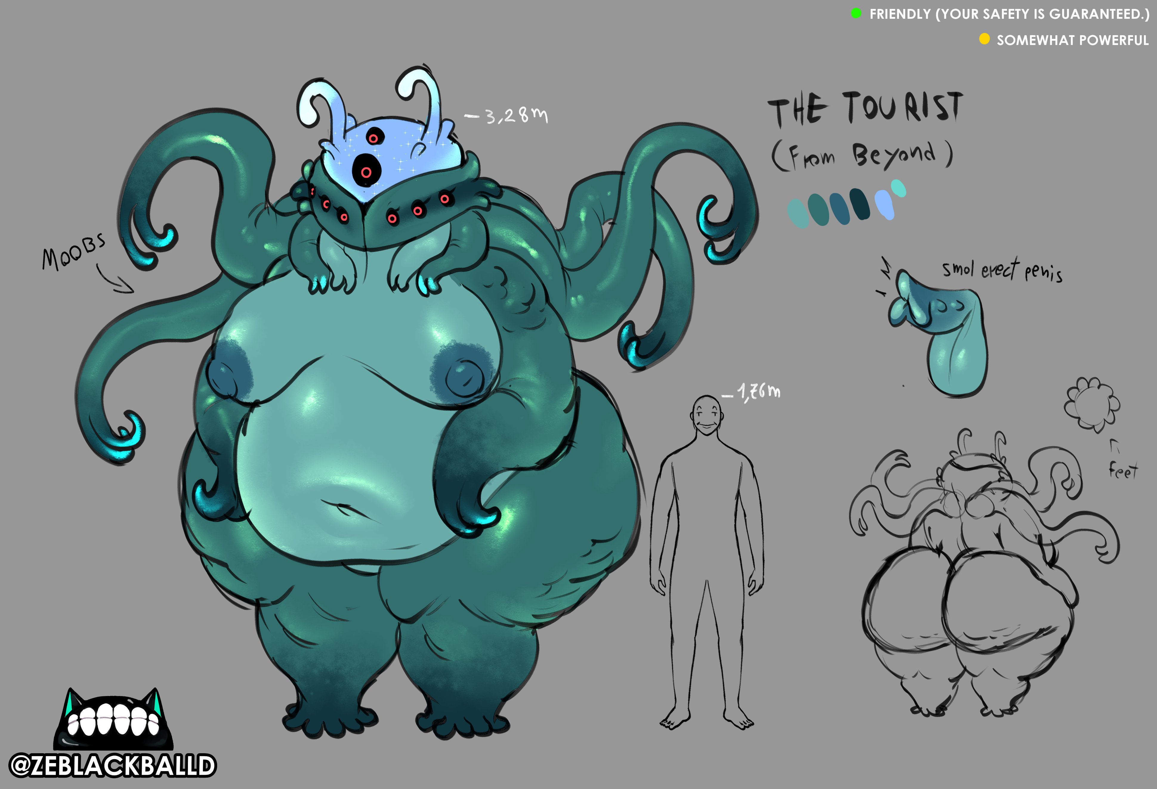 2boys, alien, anon, belly, cellulite, character sheet, chubby, chubby male, gay, grey skin, male, male focus, male human/male alien, male only, original, taller male, the tourist (zeblackballd), yaoi, ze blackball.d, zeblackballd (artist)