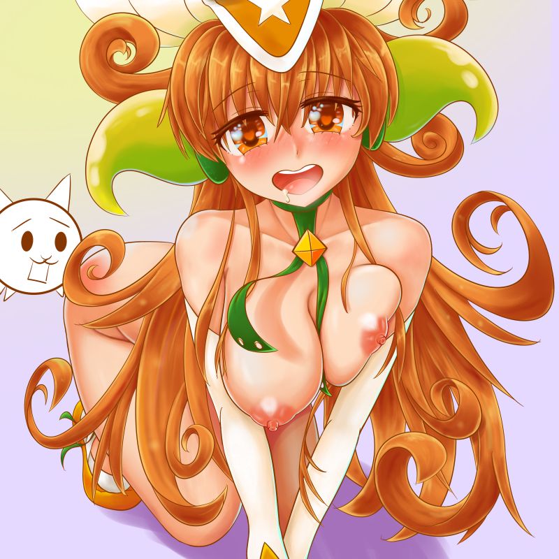 1girls, blush, breasts, elitezinho, female, kai (battle cats), long hair, looking at viewer, orange eyes, orange hair, tagme, the battle cats