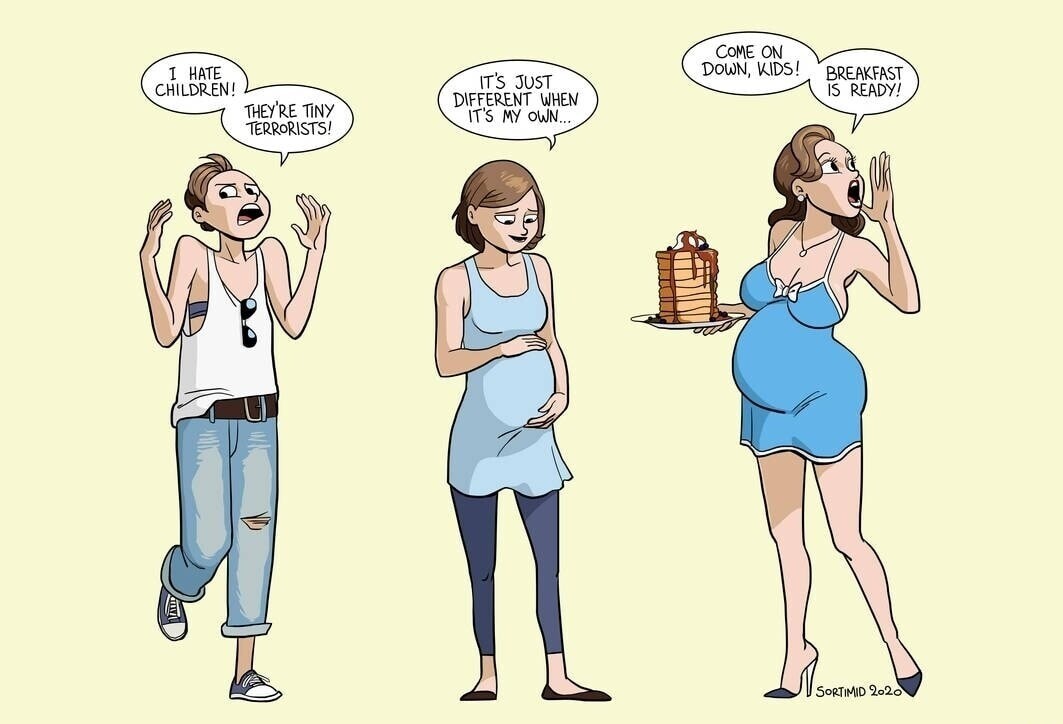 1girls 1milf bimbo bimbofication breakfast breast_expansion digital_drawing_(artwork) digital_media_(artwork) dress female female_focus female_only heels high_heels housewife milf mind_break momification pregnant simple_background sortimid stepfordization tomboy transformation wholesome