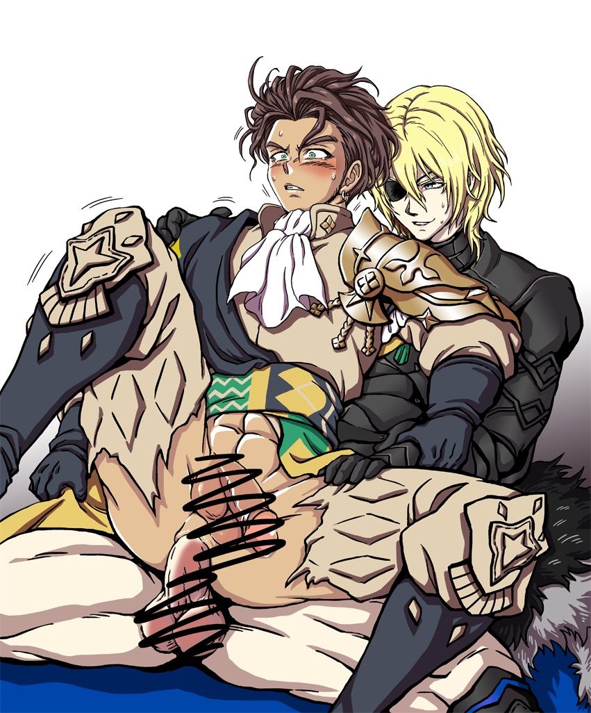 2boys, anal, blush, boy rape, censored, claude von riegan, clothed sex, color, couple, couple (romantic), couple sex, dimitri alexandre blaiddyd, erection, fire emblem, fire emblem: three houses, flaccid, forced yaoi, gay, human, human only, interracial, large penis, male, male only, male rape victim, penis, post-timeskip, rape, reverse upright straddle, romantic, spread legs, torn clothes, white background, yaoi