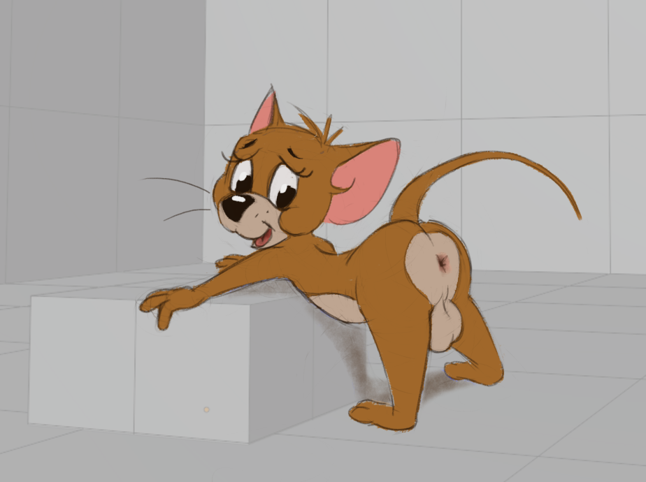 1boy 2021 anthro anus ass ass_up balls bizymouse digital_media_(artwork) genitals jerry_mouse male mammal metro-goldwyn-mayer mouse murid murine nude open_mouth presenting rodent smile solo tom_and_jerry