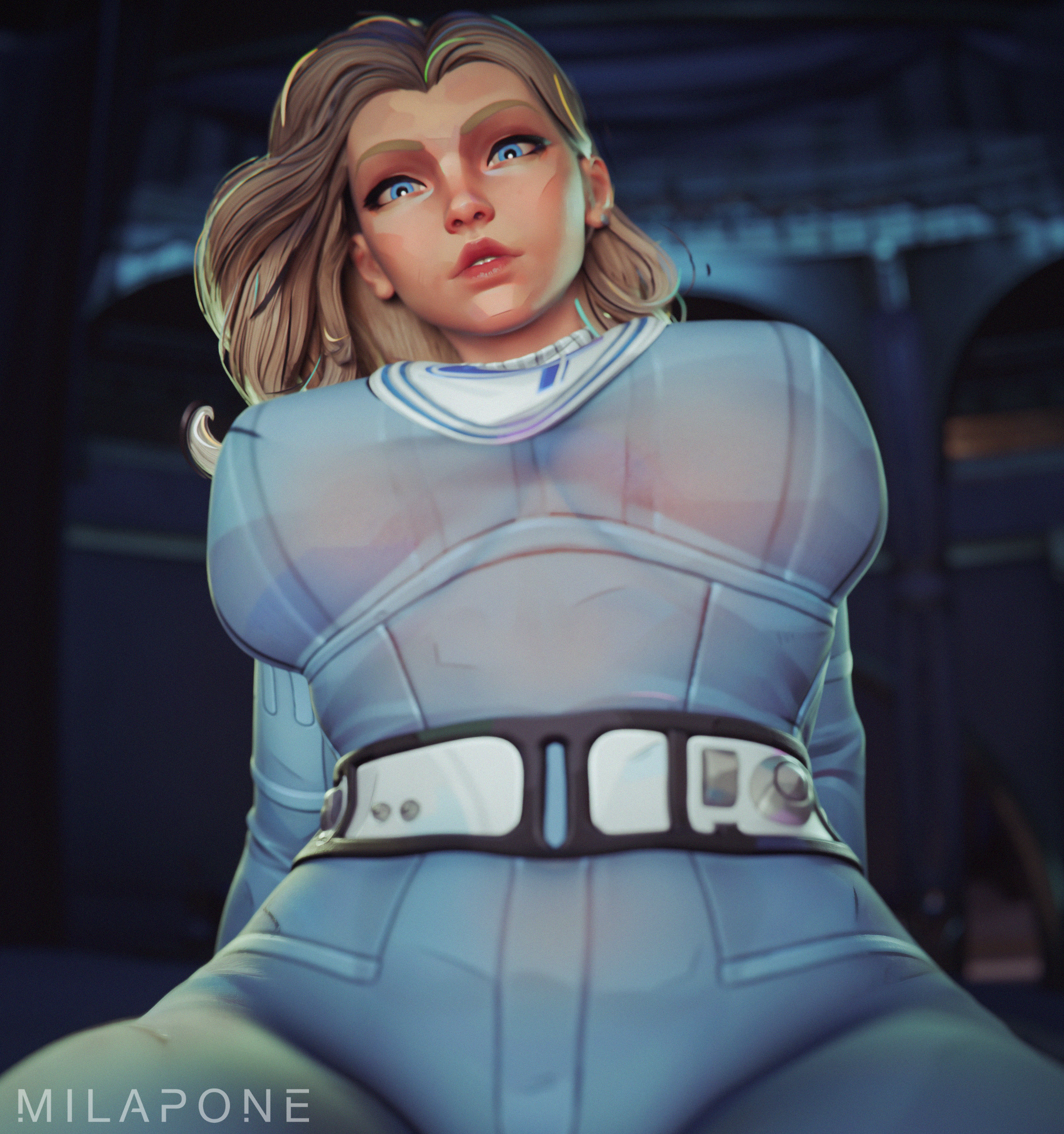 1girls, 3d, big breasts, blonde hair, clothed, female, female only, fully clothed, invisible woman, invisible woman (first steps), invisible woman (marvel rivals), marvel, marvel rivals, milapone, milf, pov, solo, sue storm, thick thighs