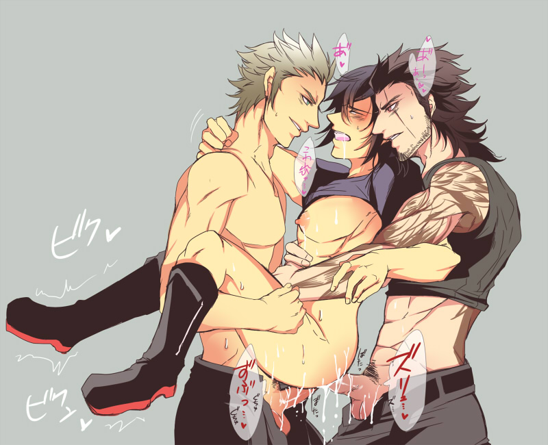 3boys anal anal_penetration anal_sex double_anal final_fantasy final_fantasy_xv gay gladiolus_amicitia group_sex ignis_scientia male male/male male_only noctis_lucis_caelum sandwiched standing threesome yaoi