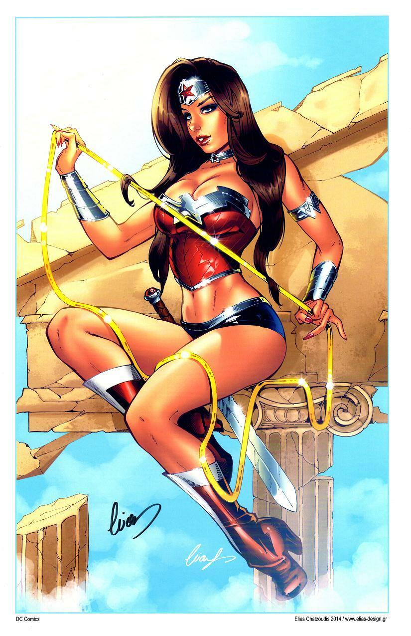 1girls 2014 armlet big_breasts black_hair blue_eyes blue_panties bracers breasts busty cleavage corset dc dc_comics diana_prince elias_chatzoudis eyeshadow female female_only flying heels holding_rope justice_league large_breasts lasso lasso_of_truth lipstick long_hair makeup mascara nail_polish panties pink_nail_polish pink_nails pinup red_heels red_lips red_lipstick rope ruin sitting solo superheroine sword thick_thighs thighs tiara wonder_woman wonder_woman_(series)