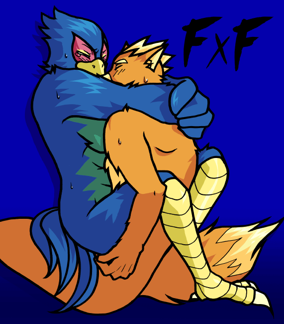 anthro closed_eyes color falco_lombardi fox fox_mccloud fur furry furry_only furry_tail gay interspecies male male_only multiple_males nintendo no_humans nude pheasant side_view sitting star_fox tail yaoi