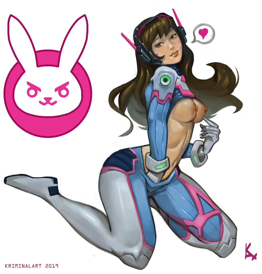 1girls bodysuit breasts_out d.va erection erection_under_clothes gloves hand_down_pants kneeling kriminal overwatch solo