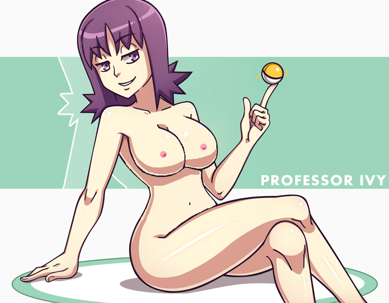 1girls 2016 armpits ass big_breasts breasts brown_eyes cleavage crossed_legs curvaceous dmy-gfx edit eye_contact female female_only fingernails green_background grin gs_ball half-closed_eyes human human_only large_breasts looking_at_viewer motion_lines nintendo nipples nude pale-skinned_female pale_skin philena_ivy poke_ball pokemon pokemon_professor pokemon_rgby pose purple_eyes purple_hair scott_bennett shiny_skin short_hair sitting smile solo source_request teeth text thick_thighs watermark wide_hips