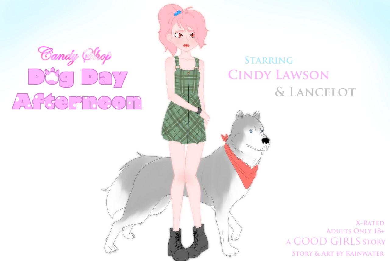 1boy, androgynous, canine, cindy lawson, comic, crossdressing, dog day afternoon, domestic dog, english text, femboy, girly, knot, lipstick, male, rainwater, sissy, text, trap, zoophilia