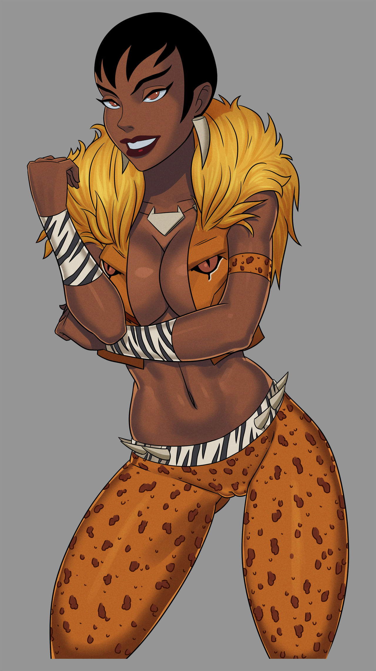 1girls, athletic, black female, black hair, bolero, breasts, busty, cameltoe, dark skin, dark-skinned female, dc, dc comics, dcau, female, female focus, female only, hourglass figure, large breasts, navel, pussy, short hair, solo, sunsetriders7, tagme, vixen (dc), wide hips