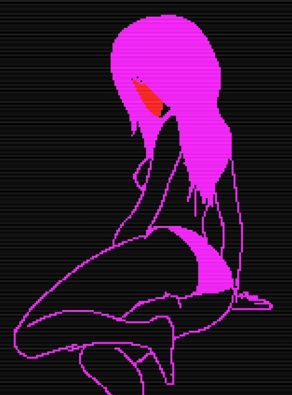 8-bit faceless_female faith_the_unholy_trinity ghost_girl long_hair panties pink_hair pink_outline pixel_art tiffany_robinson