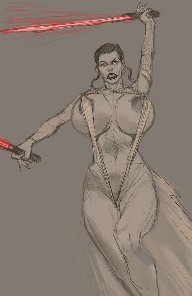 angry areolae arms_up big_breasts breasts erect_nipples female female_focus female_only hourglass_figure large_breasts lightsaber long_fingernails long_hair navel nipples pussy red_lightsaber rey sith sith_rey sketch solo star_wars tagme the_rise_of_skywalker thick_thighs tied_hair vagina wide_hips witch-bitch-art yellow_eyes