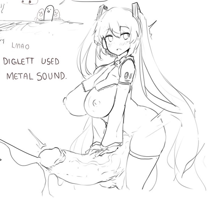 1futa, 1girl, alternate breast size, ambiguous gender, animal penis, ass, balls, blush, breasts, clothes, crossover, cum, detached sleeves, ejaculation, english text, erection, feral, futanari, greyscale, hair between eyes, hatsune miku, huge balls, huge cock, huge penis, human, hyper, intersex, large breasts, large penis, long hair, looking at viewer, looking away, masturbation, mole, monochrome, necktie, nipples, open mouth, penis, pokemon, sinensian, sketch, solo, testicles, text, thighhighs, twintails, uncensored, unfinished, veins, veiny penis, very long hair, vocaloid, what