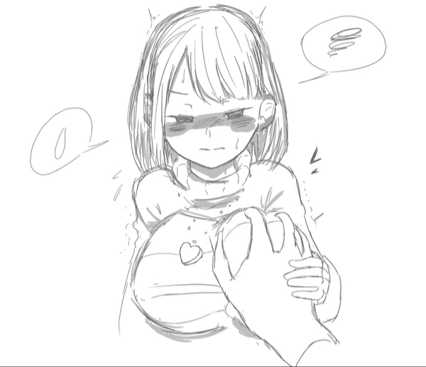 blush, breast grab, breasts, chara, disembodied hand, female, female chara, groping, groping breasts, groping through clothes, guided breast grab, heart locket, monochrome, sketch, tagme, undertale