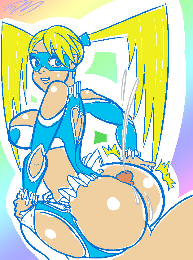 1boy, 1girls, ass, assjob, between ass, between buttocks, big ass, big breasts, big butt, blonde hair, blue eyes, breasts, buttjob, capcom, clothed female nude male, covered assjob, covered buttjob, cum on ass, cum on butt, cumshot, faceless male, fat ass, female, hand on ass, huge ass, huge breasts, huge butt, long hair, looking at viewer, looking back, male, male/female, penis, penis between ass, rainbow mika, rubbing, seductive smile, shiny skin, straight, street fighter