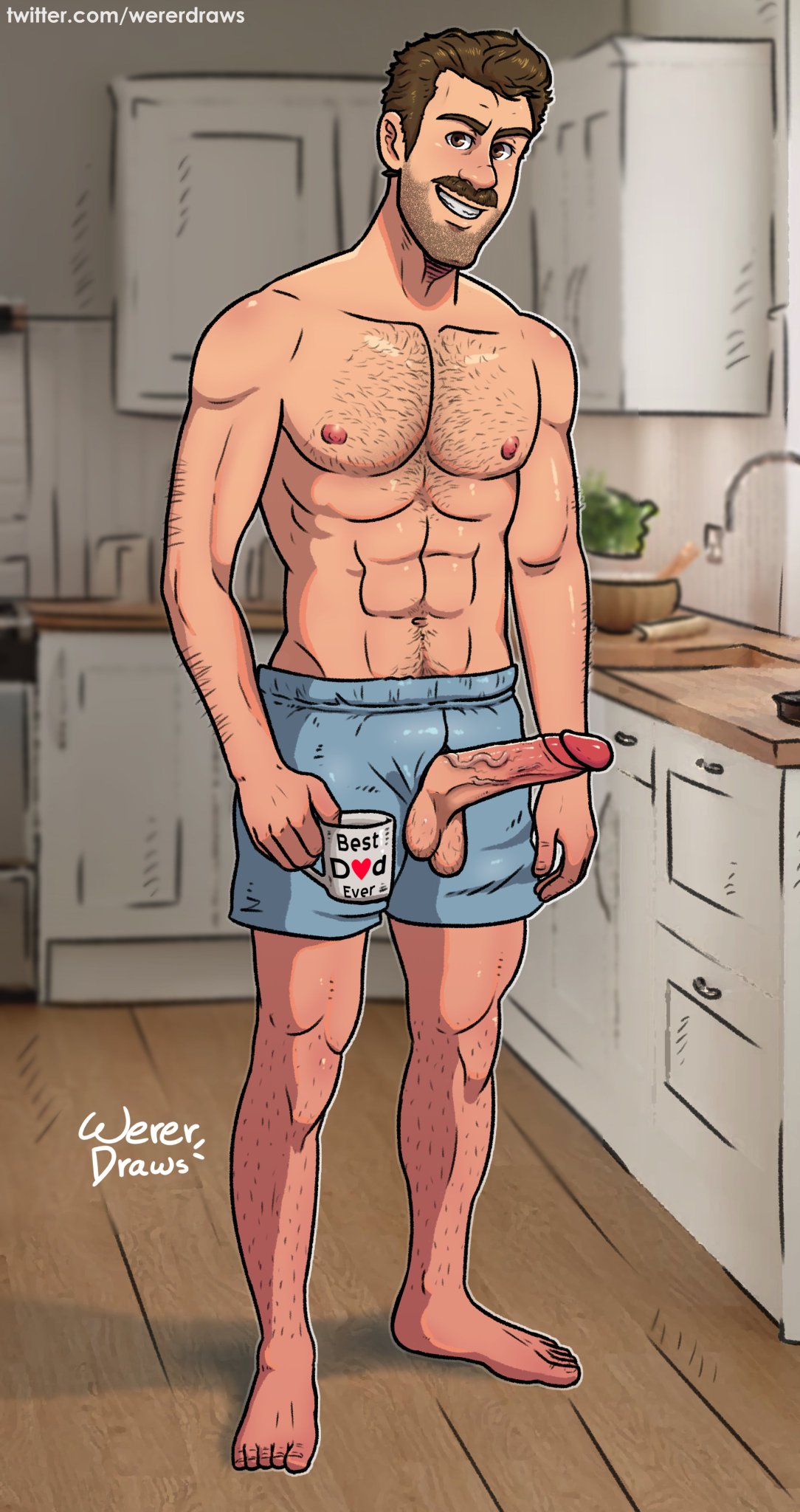 abs balls bare_chest bare_legs bill_andersen body_hair boner boxers brown_eyes brown_hair chest_hair cute dad daddy dilf disney erection facial_hair hairy inside_out male male_focus male_only mature mug mustache penis pixar short_hair solo solo_male standing wererdraws