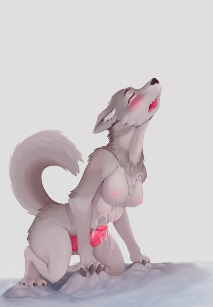 1futa 2018 4_breasts all_fours anthro black_nose blush breasts canid canine canis closed_eyes fur furry futa_only futanari grey_background grey_body grey_fur intersex jazzyz401 mammal multi_breast nipples nude open_mouth penis simple_background solo transformation were werecanid werecanine werewolf wolf