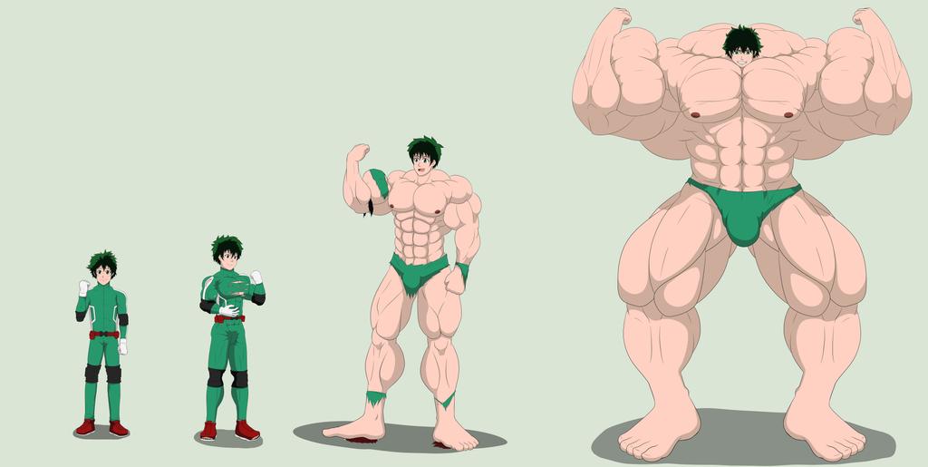 dosu-kunn hyper_muscles izuku_midoriya male_only muscle_growth muscular muscular_male my_hero_academia ripped_clothing speedo