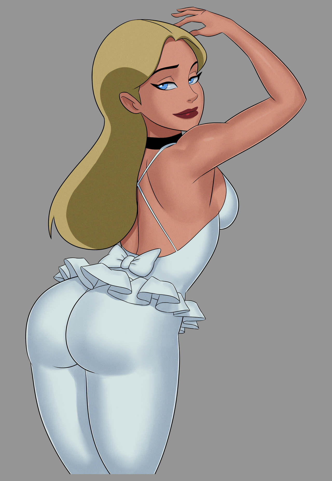 ass athletic bare_legs bare_shoulders blonde_hair blue_eyes bottomless breasts bubble_butt busty clothing dc dc_comics dcau female female_focus female_only hourglass_figure long_hair maid_headdress medium_breasts pinup pose posing princess princess_audrey pussy royal royalty shaved_pussy skimpy skimpy_dress solo sunsetriders7 tagme upskirt vagina