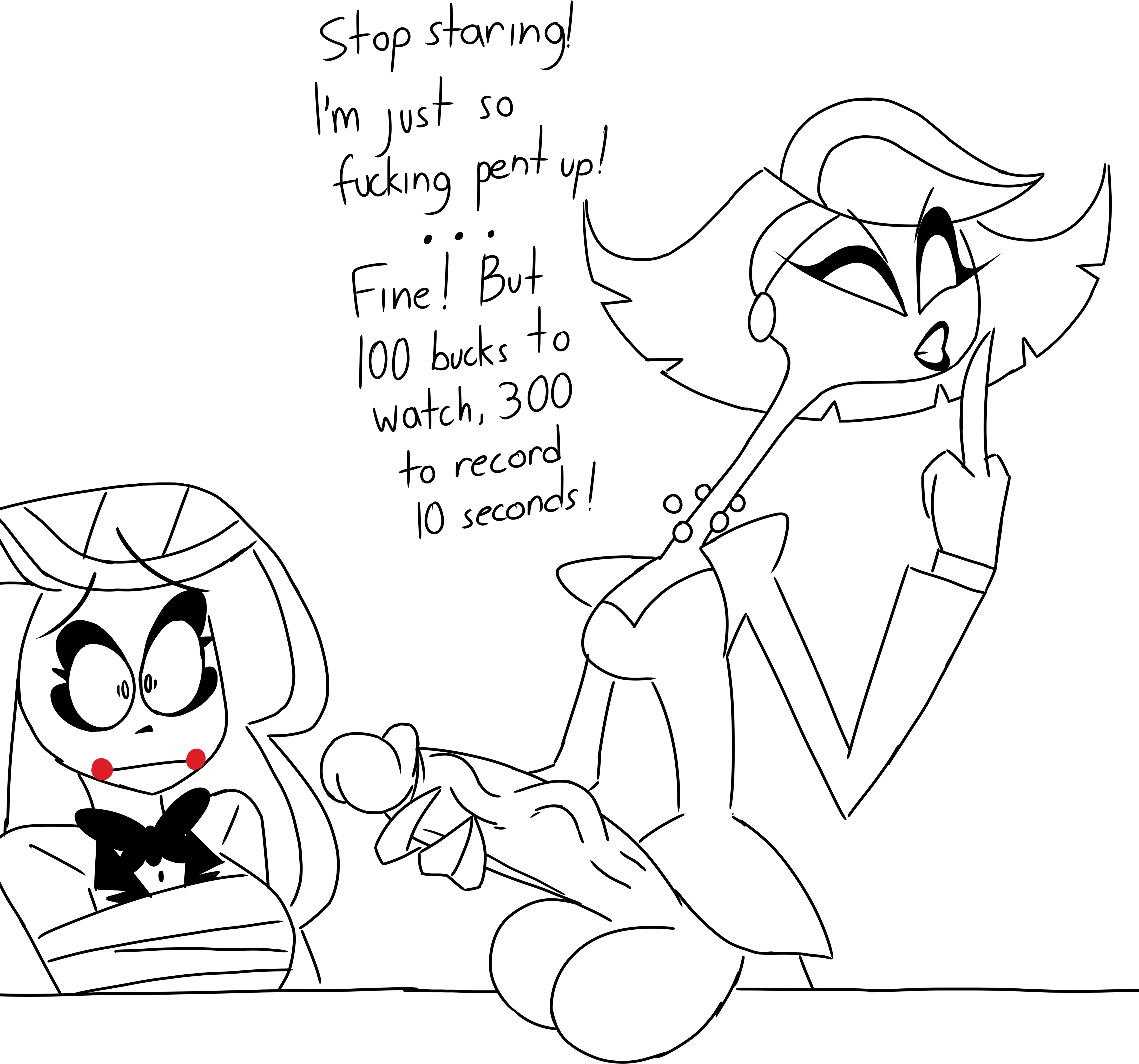 1futa, 1girls, age difference, balls, big penis, bondage, charlie morningstar, charlie morningstar (hazbin hotel), demon, demoness, dezzy draws, domination, female, femsub, forced, futa on female, futadom, futanari, hazbin hotel, huge balls, huge cock, huge penis, huge testicles, imminent rape, intersex, katie killjoy, larger futa, line art, middle finger, near monochrome, partially colored, penis, penis awe, pent up, rape, restrained, size difference, sketch, smaller female, spindlehorse toons, straight hair, teenager, testicles, text, tied up, vivienne medrano, vivziepop