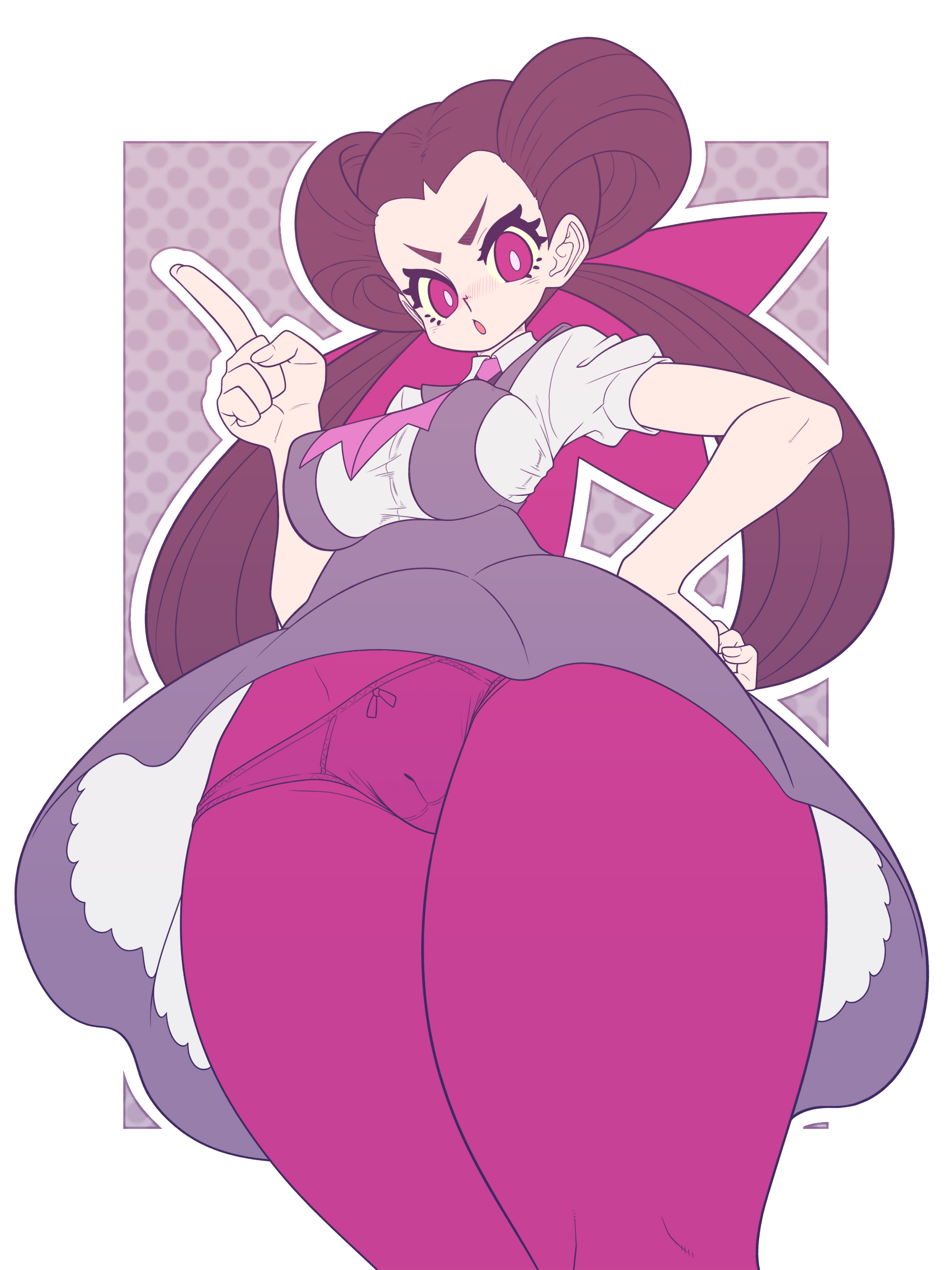 1girls, big breasts, breasts, brown hair, cameltoe, double bun, female, game freak, gym leader, horny, huge thighs, human, kaikoinu, leggings, nintendo, panties visible through clothing, pink eyes, pokemon, pokemon oras, pokemon rse, pussy, roxanne (pokemon oras), roxanne (pokemon), thick thighs, thighs, tight pants, twintails, upskirt, wide hips