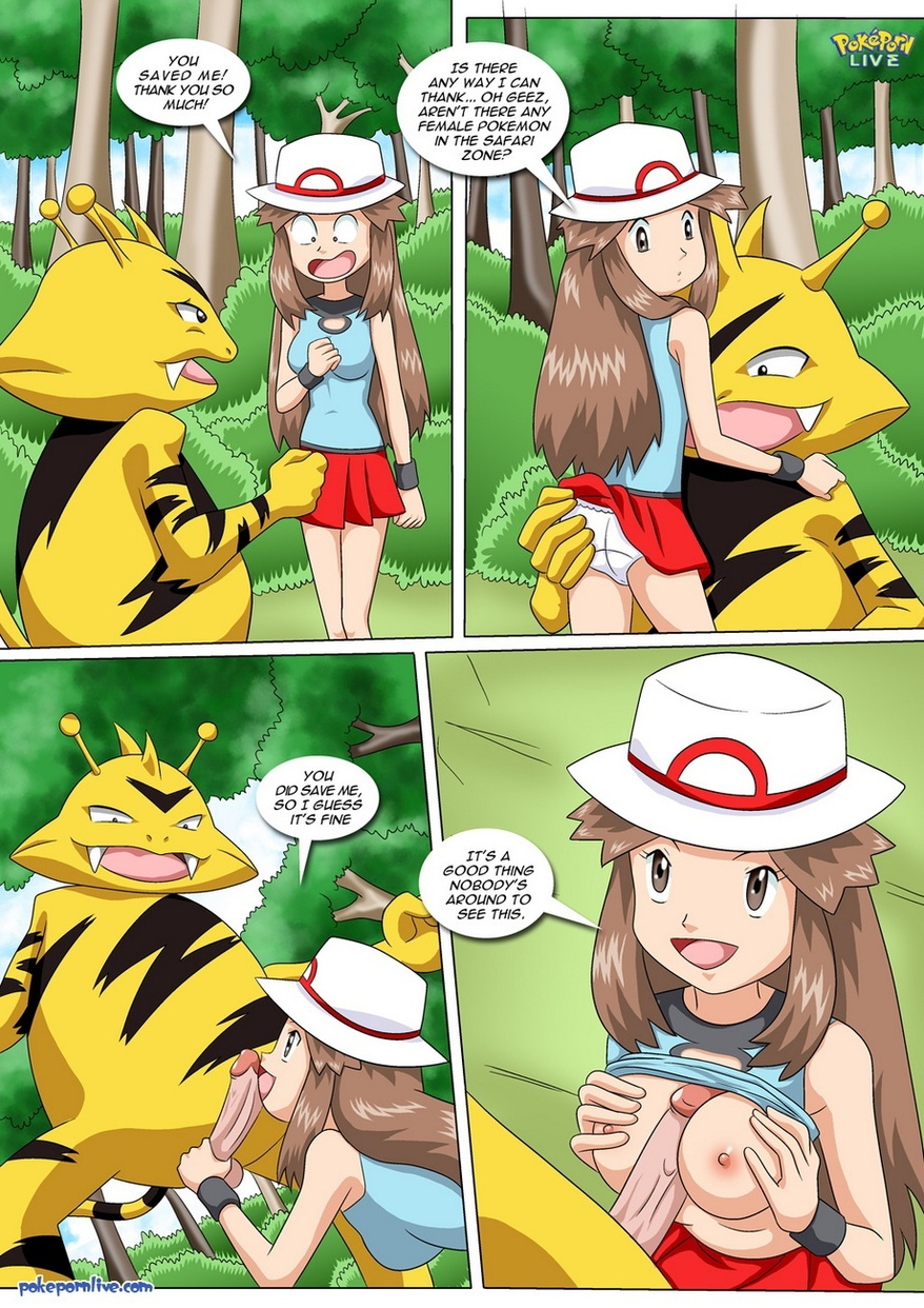 1boy 1girls ass_grab breasts brown_eyes brown_hair comic comic_page electabuzz female grabbing_own_breast leaf's_safari_adventure leaf_(pokemon) male nipples outercourse paizuri paizuri_under_clothes palcomix panties pokecomic pokemon pokephilia pokepornlive shirt_lift skirt_lift