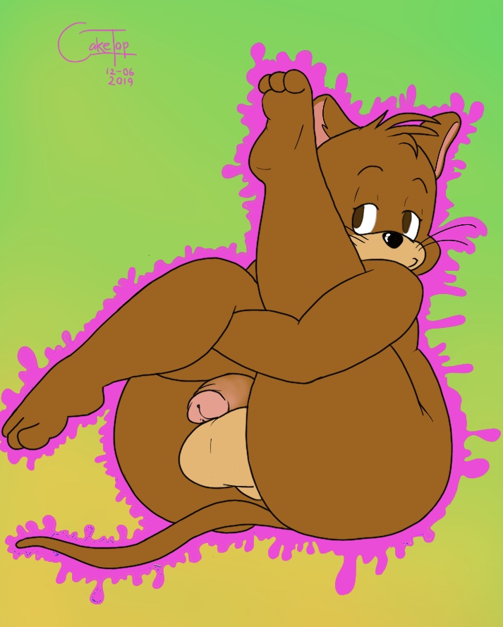 2019 anthro ass balls big_balls big_butt cake_top humanoid_penis jerry_mouse male male_only mammal metro-goldwyn-mayer mouse murid murine nude penis rodent smile solo thick_thighs tom_and_jerry