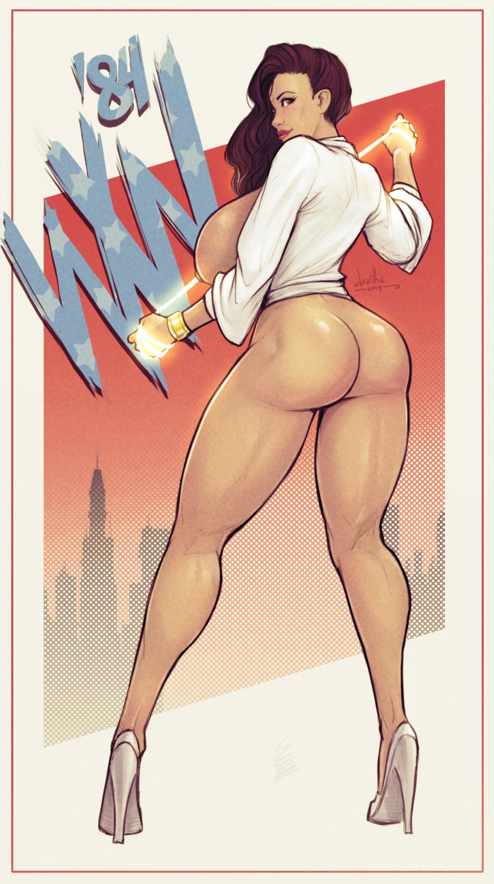 1girls, ass, athletic, bare legs, big ass, big breasts, black hair, bottomless, bracelet, breasts, breasts out, brown eyes, bubble ass, bubble butt, busty, dc, dc comics, dc extended universe, devil hs, diana prince, dress, eyelashes, female, female focus, female only, high heels, hourglass figure, huge ass, huge breasts, large ass, large breasts, lasso, lasso of truth, lipstick, long hair, long legs, naughty face, nipples, pinup, pose, posing, seductive, seductive smile, sideboob, smile, solo, standing, superheroine, tagme, thick thighs, wide hips, wonder woman, wonder woman (series)