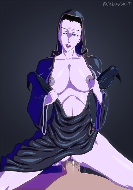 black_hair breasts cowgirl_position daedra daedric_prince deity deltainsight dress female goddess large_breasts nipples nocturnal penetration pov raven_(bird) riding robe sex skyrim smile spread_legs straddling the_elder_scrolls thick_thighs topless vaginal_penetration