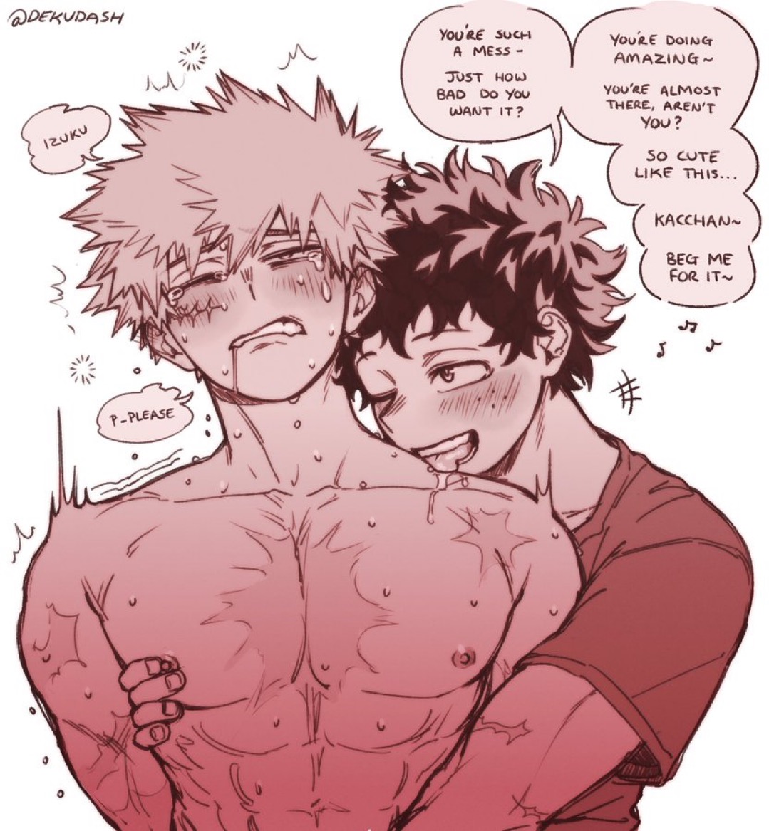 2025, 2boys, bakugou katsuki, begging, begging for cum, begging for more, begging for sex, begging to cum, boku no hero academia, crying, crying with eyes open, dacryphilia, deku, dekudash, dialogue, drool, drooling, english text, freckles, gay, hand on chest, implied sex, izuku midoriya, katsuki bakugou, male, male focus, male only, male/male, messy hair, midoriya izuku, muscular, muscular male, my hero academia, nipples, no visible genitalia, out of frame, pecs, pectorals, saliva, saliva string, scar, scar on face, scars all over, shirtless, shirtless male, spiky hair, sweat, sweating, sweaty, tears, upper body, yaoi