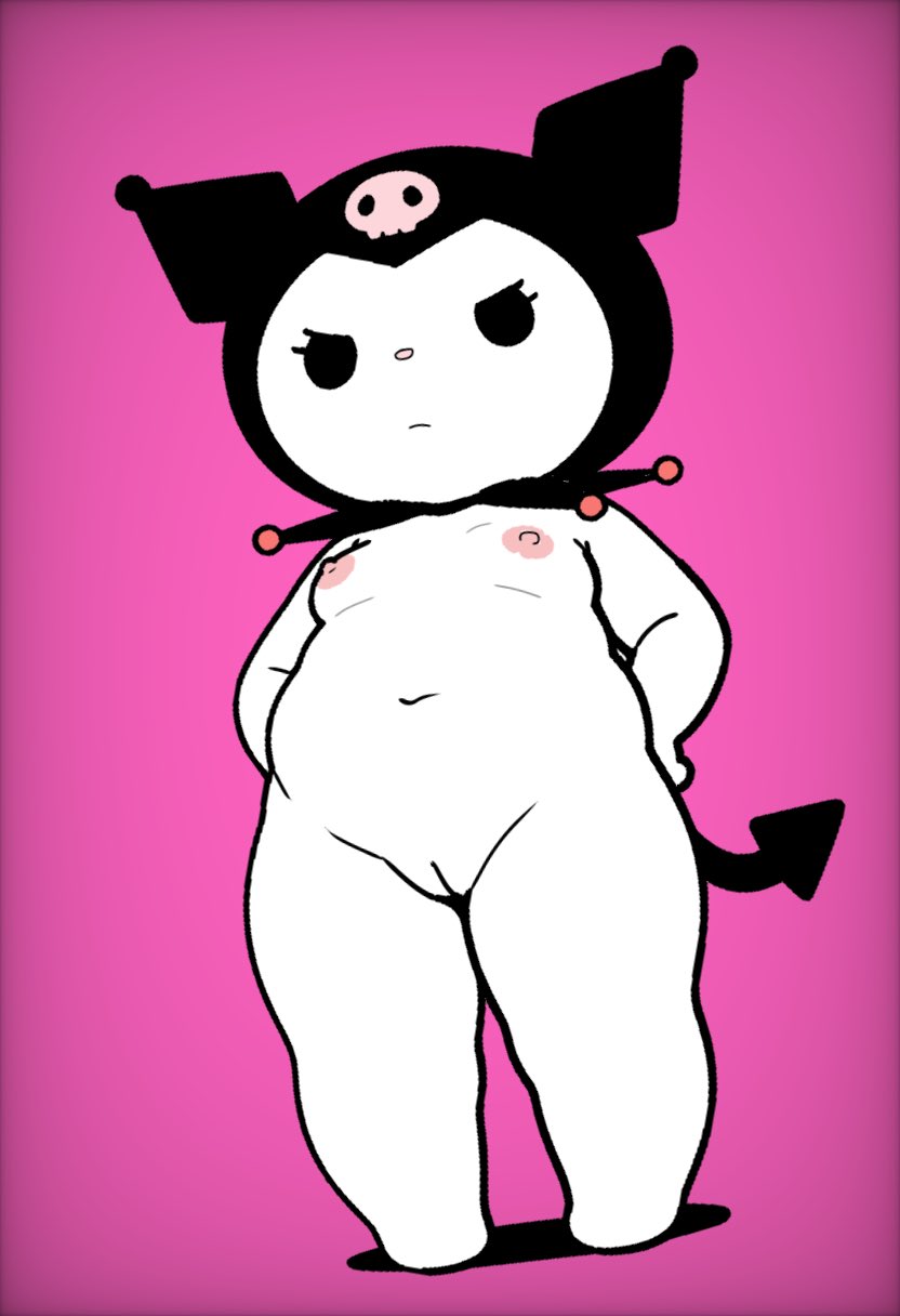 1girls, belly, belly button, cupyd, devil, devil tail, female, female only, flat chest, flat chested, headwear, headwear only, hood, kuromi, nipples, no humans, non-human, non-human only, nose, nub feet, onegai my melody, pussy, sanrio, skull, skull symbol, small breasts, solo, solo female, stomach, tagme, tail, tiny breasts, vagina, white body, white fur
