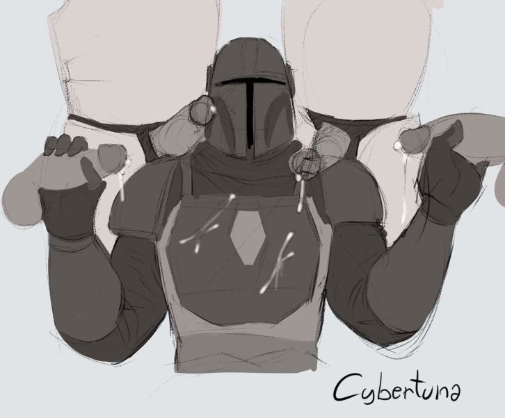 clothed cybertuna din_djarin disembodied_penis double_handjob gay handjob looking_up male male_only multiple_males penis_against_face penis_on_face penis_on_head star_wars stormtrooper the_mandalorian yaoi