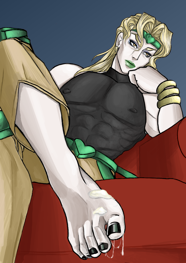 1boy after_footjob barefoot cum cum_on_feet dio_brando gay implied_footjob jojo's_bizarre_adventure jorohanjo stardust_crusaders tagme