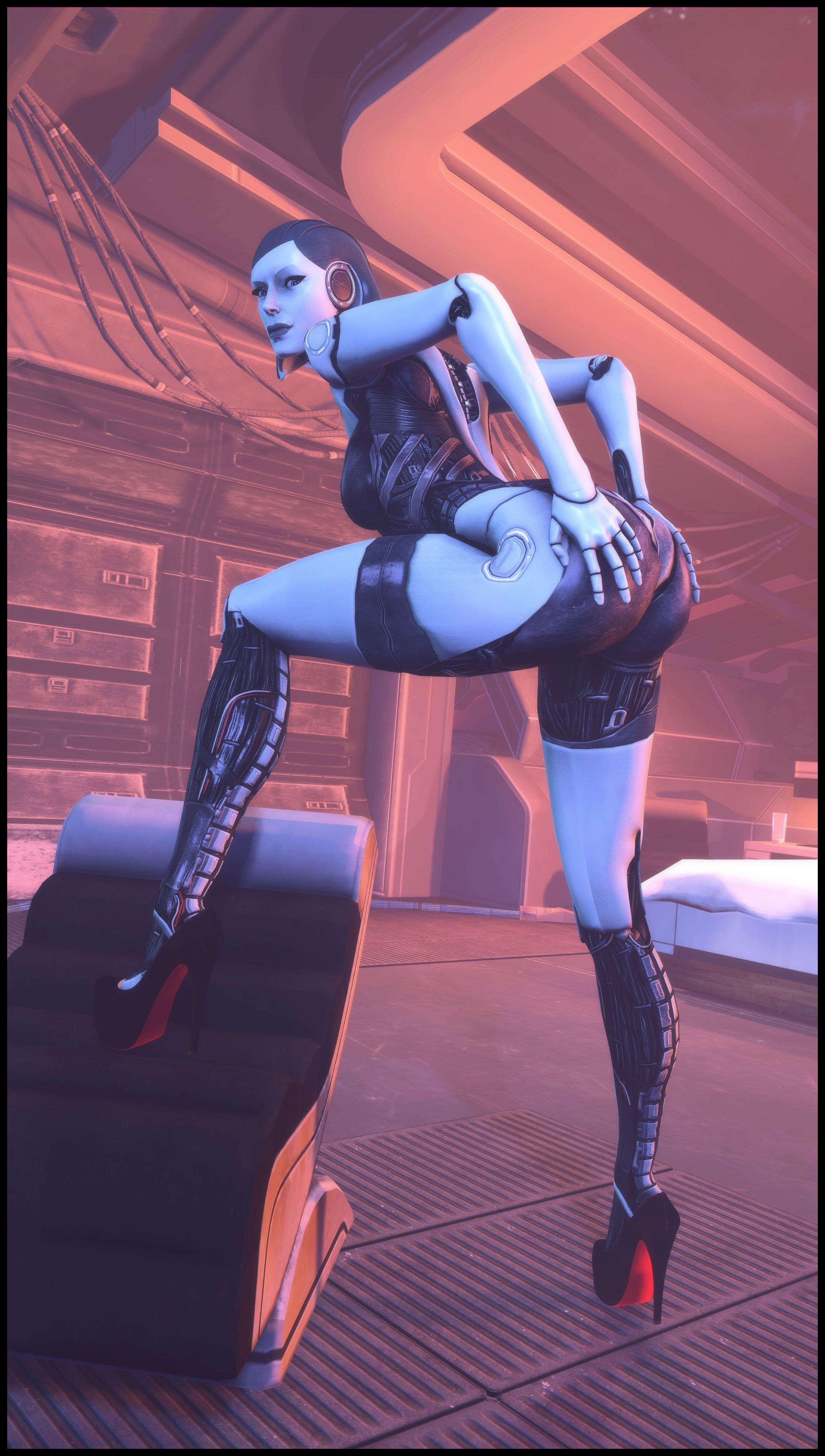 1girls, 3d, android, ass, big ass, bioware, edi, female, female only, foab30, hand on ass, high heels, inviting, looking at viewer, mass effect, mass effect 3, platform heels, red bottom heels, robot, safe, safe for work, solo, source filmmaker, very high heels