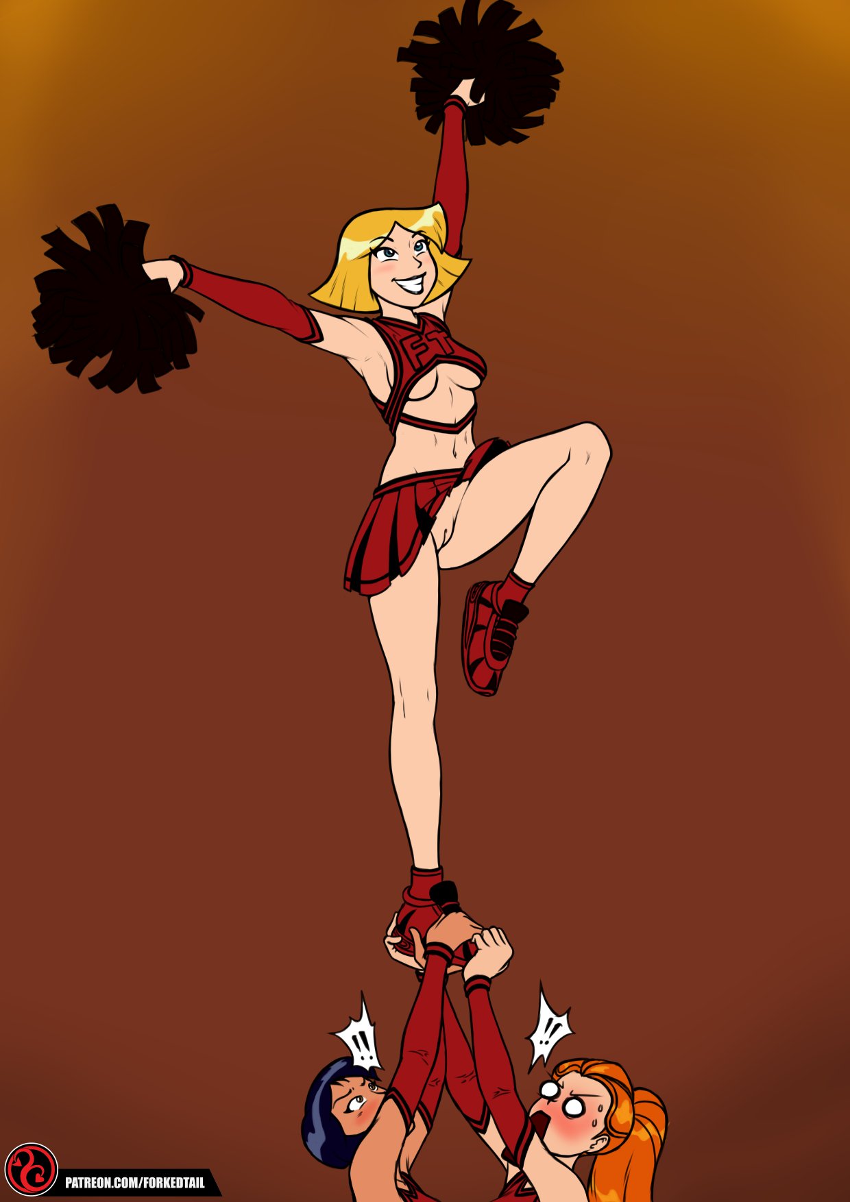 3girls acrobatic alex_(totally_spies) ankle_socks anklehighs arm_sleeves armpits ass athletic bare_legs bare_midriff bare_shoulders bell_haircut black_hair black_lipstick blonde_hair blue_eyes bottomless breasts brown_eyes busty cartoon_network casual cheerleader cheerleader_outfit cheerleader_uniform cleavage clover_(totally_spies) dark_skin deep_blush embarrassed embarrassed_female eyelashes fit_female forkedtail green_eyes group happy_female held_up human innie_pussy lipstick long_hair long_legs looking_at_pussy medium_breasts multiple_girls navel no_panties oblivious pale_skin pinup ponytail pose posing pussy red_hair red_socks revealing_clothes sam_(totally_spies) shaved_pussy shocked shocked_expression shoes short_hair short_skirt skirt smiling sneakers socks socks_and_shoes sport sports suprised thin_female totally_spies trio underboob upskirt vagina wide_smile