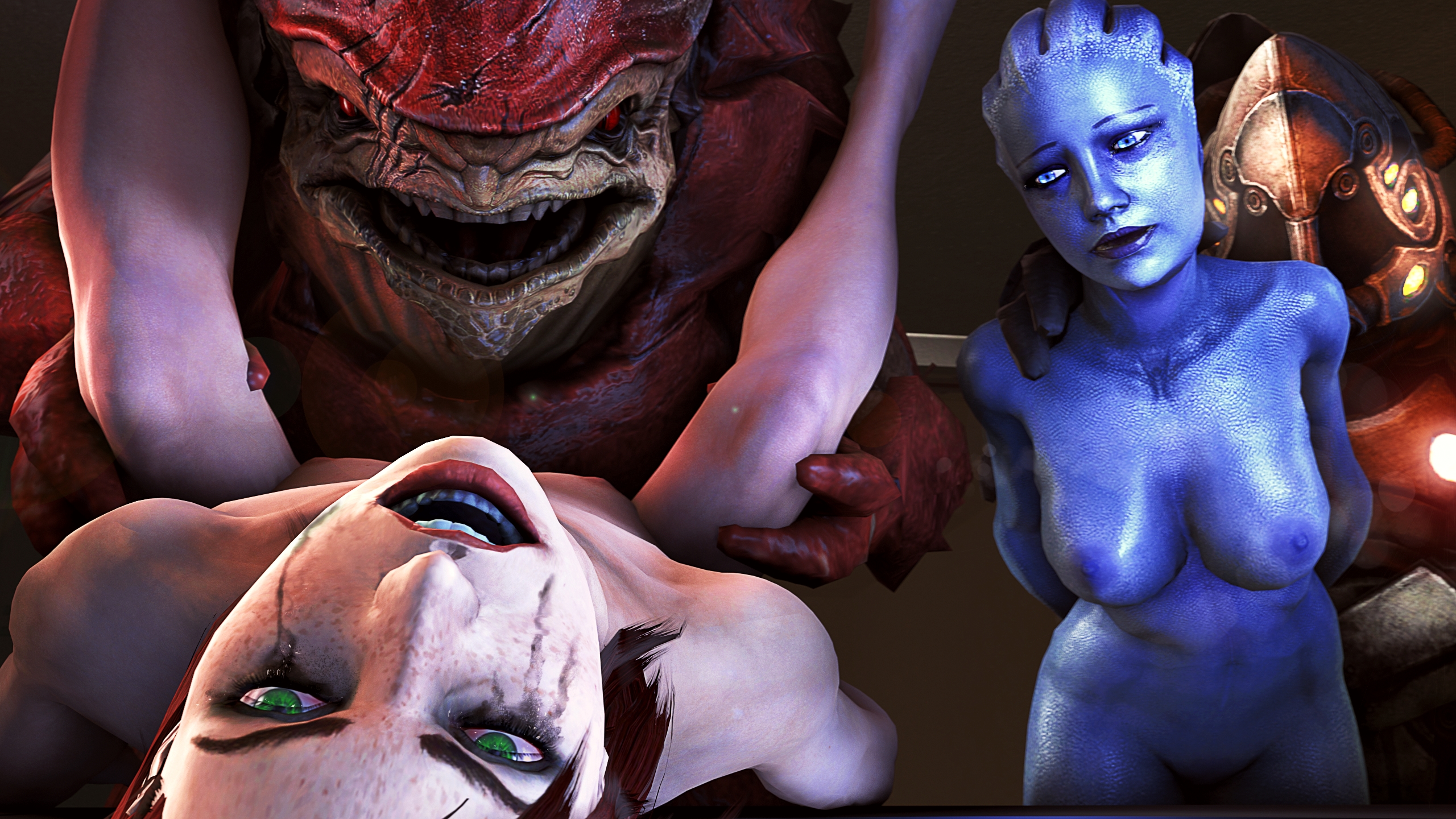 2boys, 2girls, 3d, asari, bioware, breasts, cheopsfm, commander shepard, female, female protagonist, femshep, femsub, interspecies, krogan, legs up, liara t'soni, male, maledom, mass effect, multiple females, multiple girls, multiple subs, nipples, nude, rape, rough sex, running mascara, sex, straight, urdnot wrex