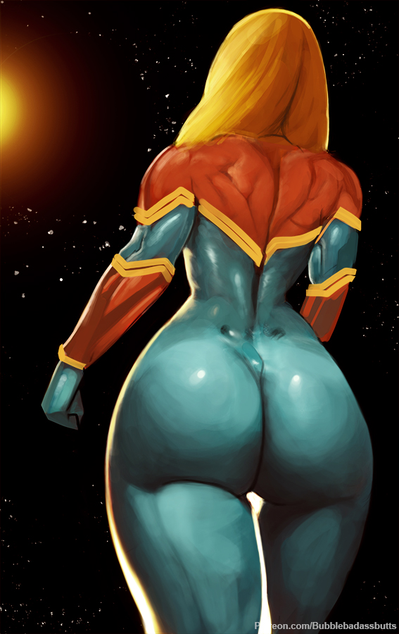 ass, athletic, back view, biceps, big ass, big butt, blonde, blonde hair, bodysuit, bubble ass, bubble butt, bubblebadassbutts, captain marvel, carol danvers, female, female focus, female only, hourglass figure, huge ass, long hair, marvel, marvel comics, muscles, muscular, muscular back, muscular female, pinup, pose, posing, sci-fi, science fiction, scifi, skin tight, solo, solo female, thick thighs, tight clothing, tights, wide hips