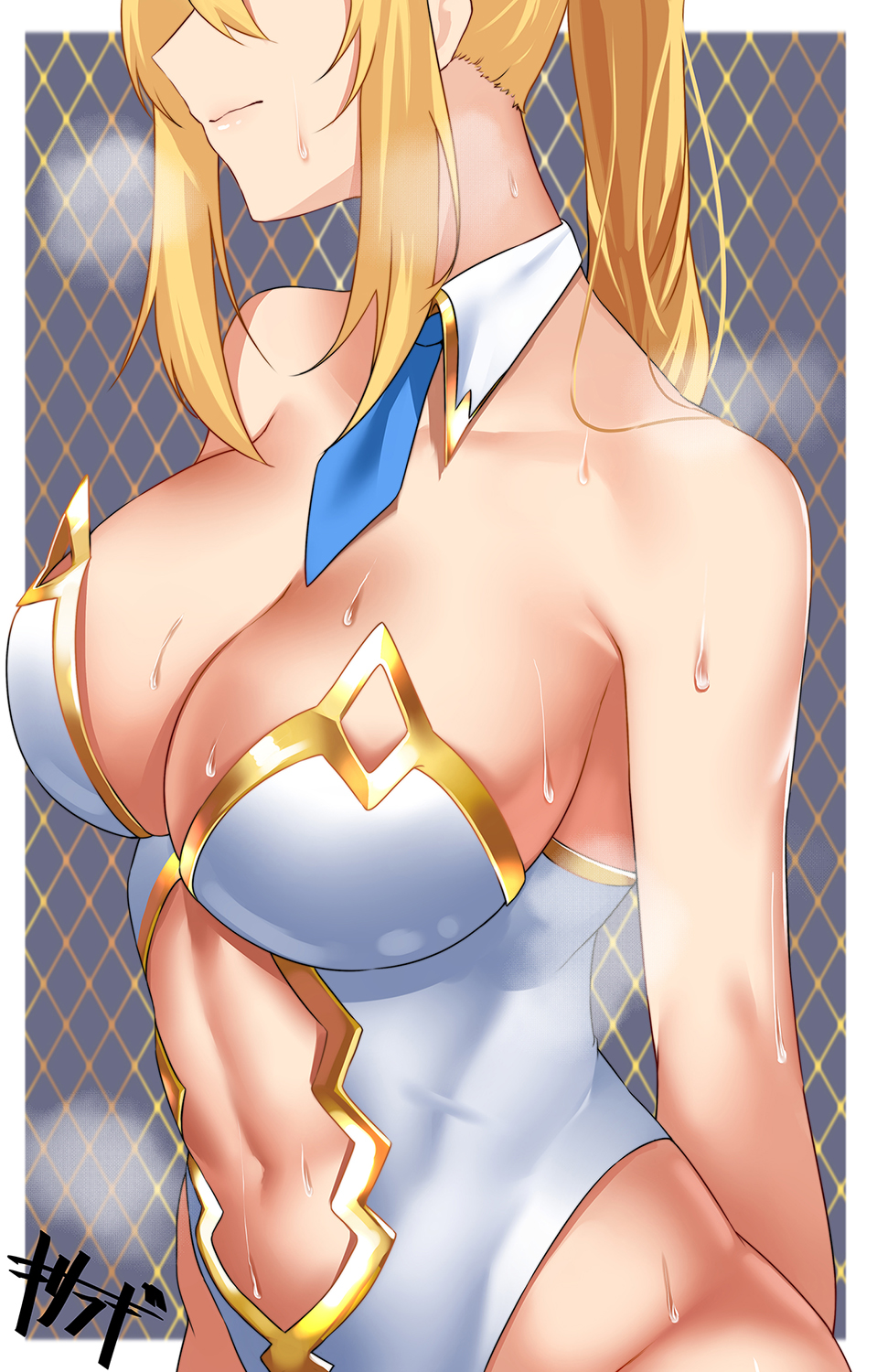 artoria pendragon, artoria pendragon (swimsuit ruler), blonde hair, bunny ears, fate (series), fate/grand order, female, solo, tagme