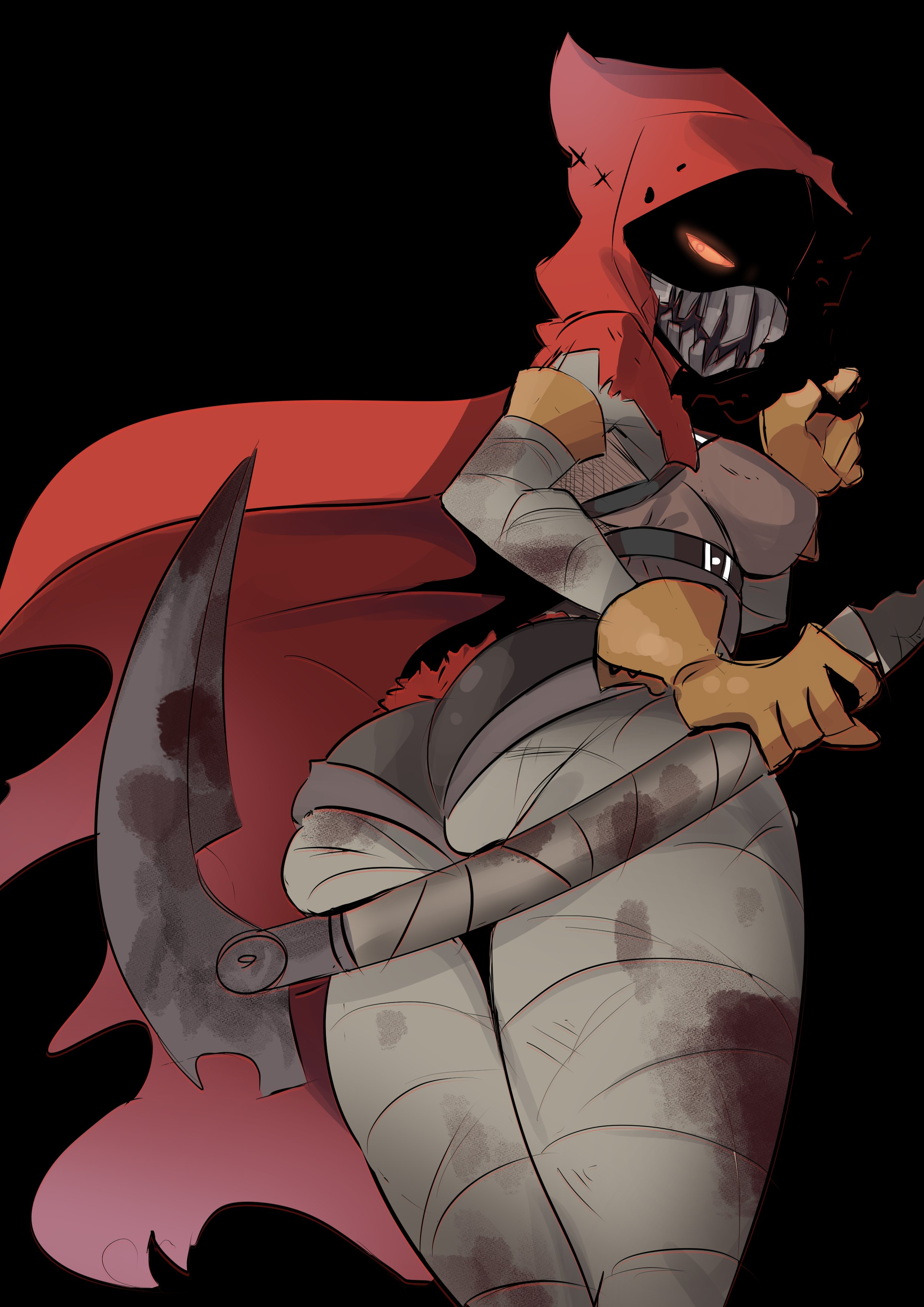 abnormality (project moon), breasts, female, little red riding hooded mercenary, lobotomy corporation, no humans, project moon, scythe, thesquiddycipher