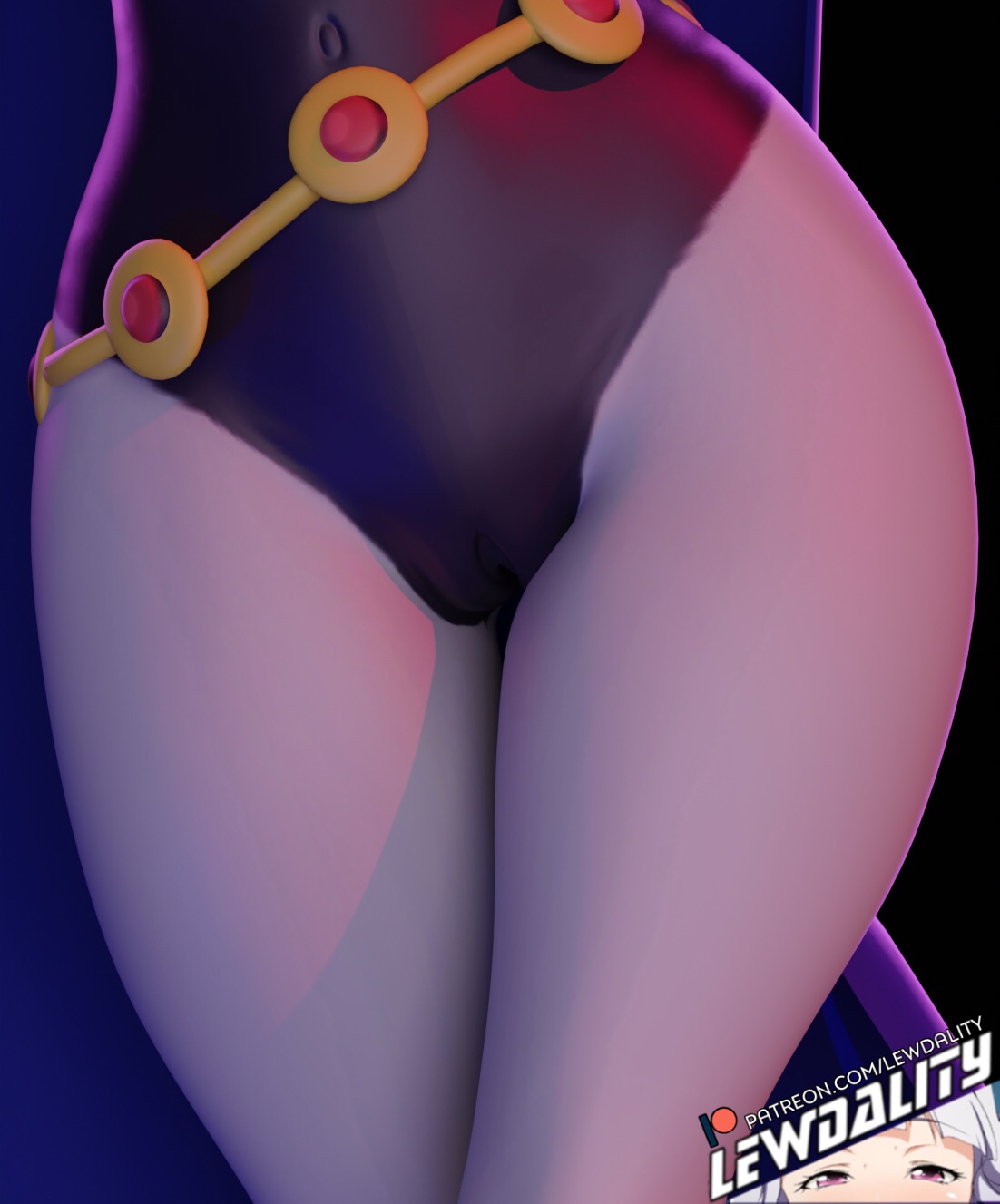 1girls, 3d, 3d (artwork), blender, cape, curvaceous, curvy, curvy figure, dc, dc comics, female, female only, flirting, hi res, high resolution, highres, hip grab, hips, leotard, lewdality, looking at viewer, nipple bulge, painted clothes, purple eyes, purple hair, pussy, rachel roth, raven (dc), see-through, see-through clothing, simple background, teen titans, teenager, thick thighs, vagina, voluptuous
