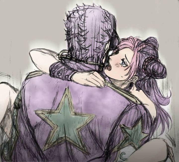 1boy, 1girls, father and daughter, female, incest, jojo's bizarre adventure, jolyne kujo, jotaro kujo, male, male focus, shiva (artist), stone ocean, tagme