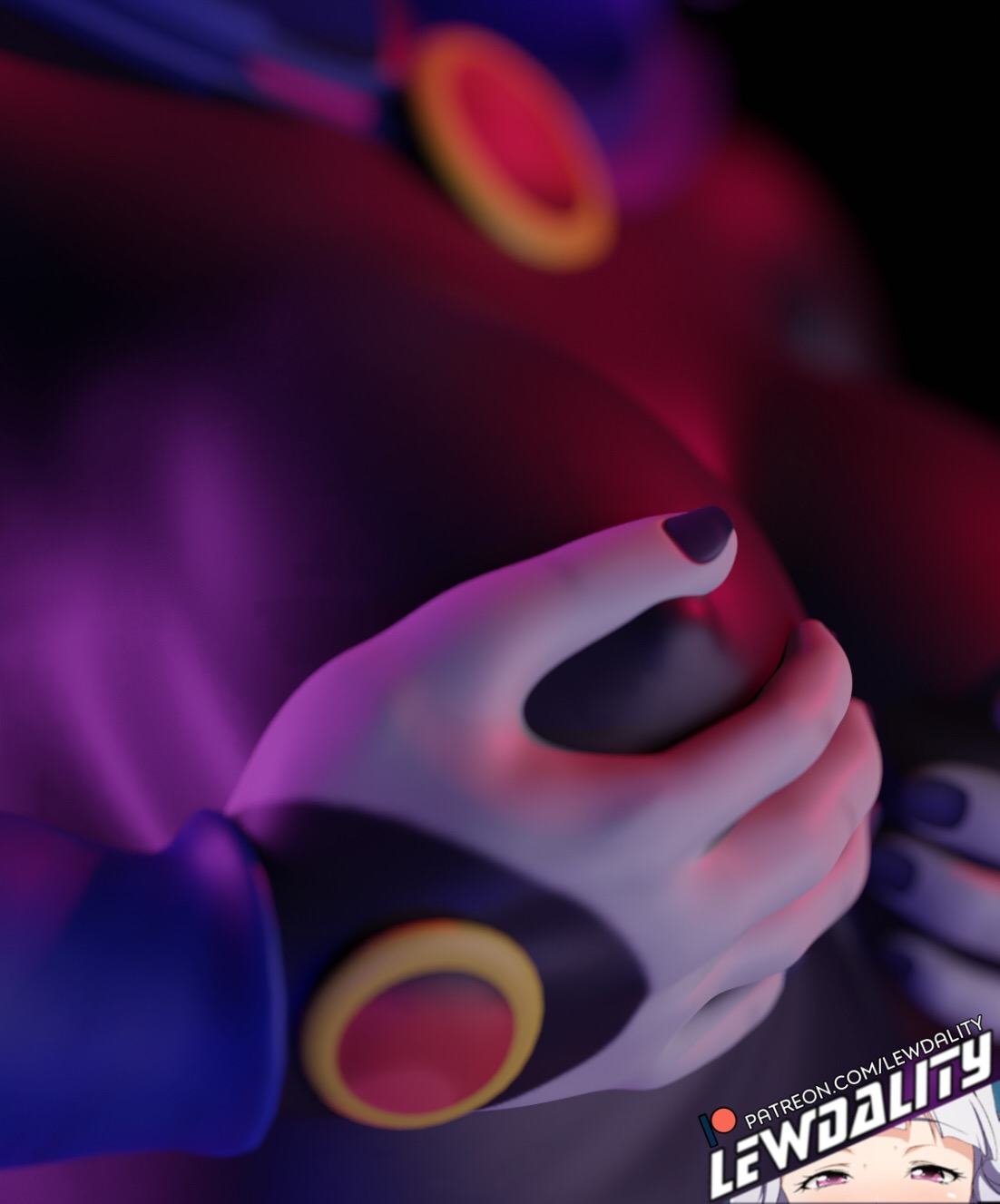 1girls, 3d, 3d (artwork), blender, breast grab, breast press, breast squeeze, breasts, cape, curvy, dc, dc comics, female, female only, flirting, highres, hip grab, lewdality, looking at viewer, nipple bulge, nipples, purple eyes, purple hair, purple skin, pussy, rachel roth, raven (dc), see-through, see-through clothing, simple background, solo, teen titans, teenager, thick thighs