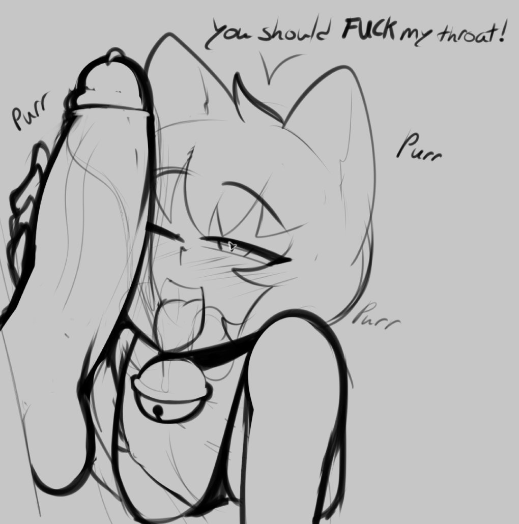 2019, 2boys, animal ears, balls, bell collar, big penis, blue eyes, blush, cat boy, cat ears, catboy, collar, deepthroat invitation, erection, femboy, girly, joeydrawss, licking penis, male, male only, monochrome, oral, oral sex, penis, petite, pink hair, precum, purple hair, taki (joeydrawss), tongue, tongue out, trap, yaoi