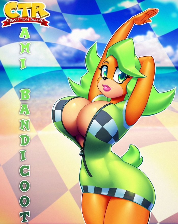 1girls ami_bandicoot anthro bandicoot breasts bust busty cleavage crash_(series) crash_team_racing crash_team_racing_nitro-fueled curvaceous curves curvy curvy_figure female female_only fur furry green_eyes green_hair hips lips lipstick looking_at_viewer nitro short_hair solo video_games voluptuous wide_hips