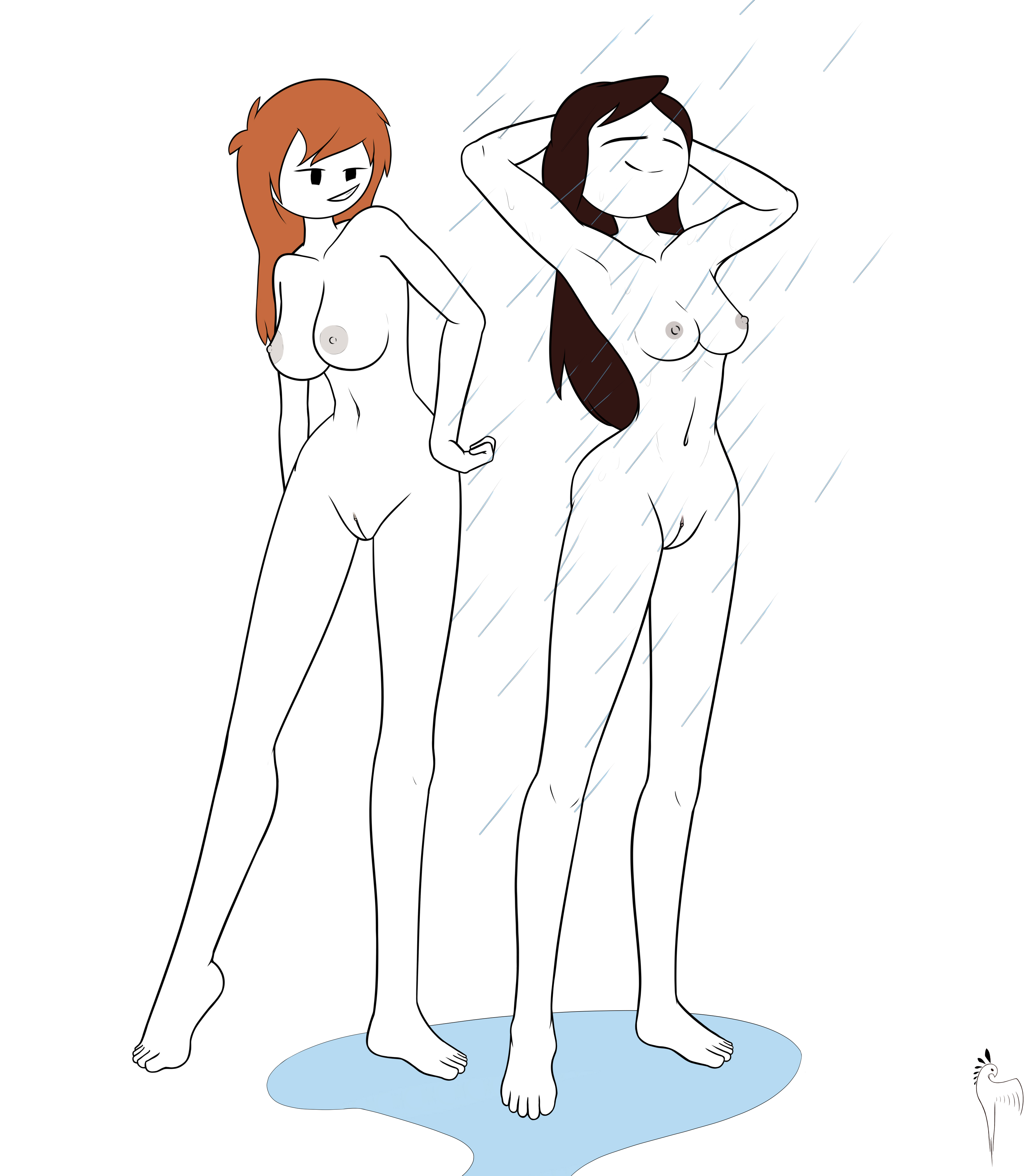 2girls, breasts, closed eyes, dark brown hair, female, jaiden animations, jaiden dittfach, light brown hair, multiple females, multiple girls, naked, nipples, nude, pussy, shannon gurr, shgurr, shower, showering, soaked, vagina, weird dude, wet, white skin, youtube