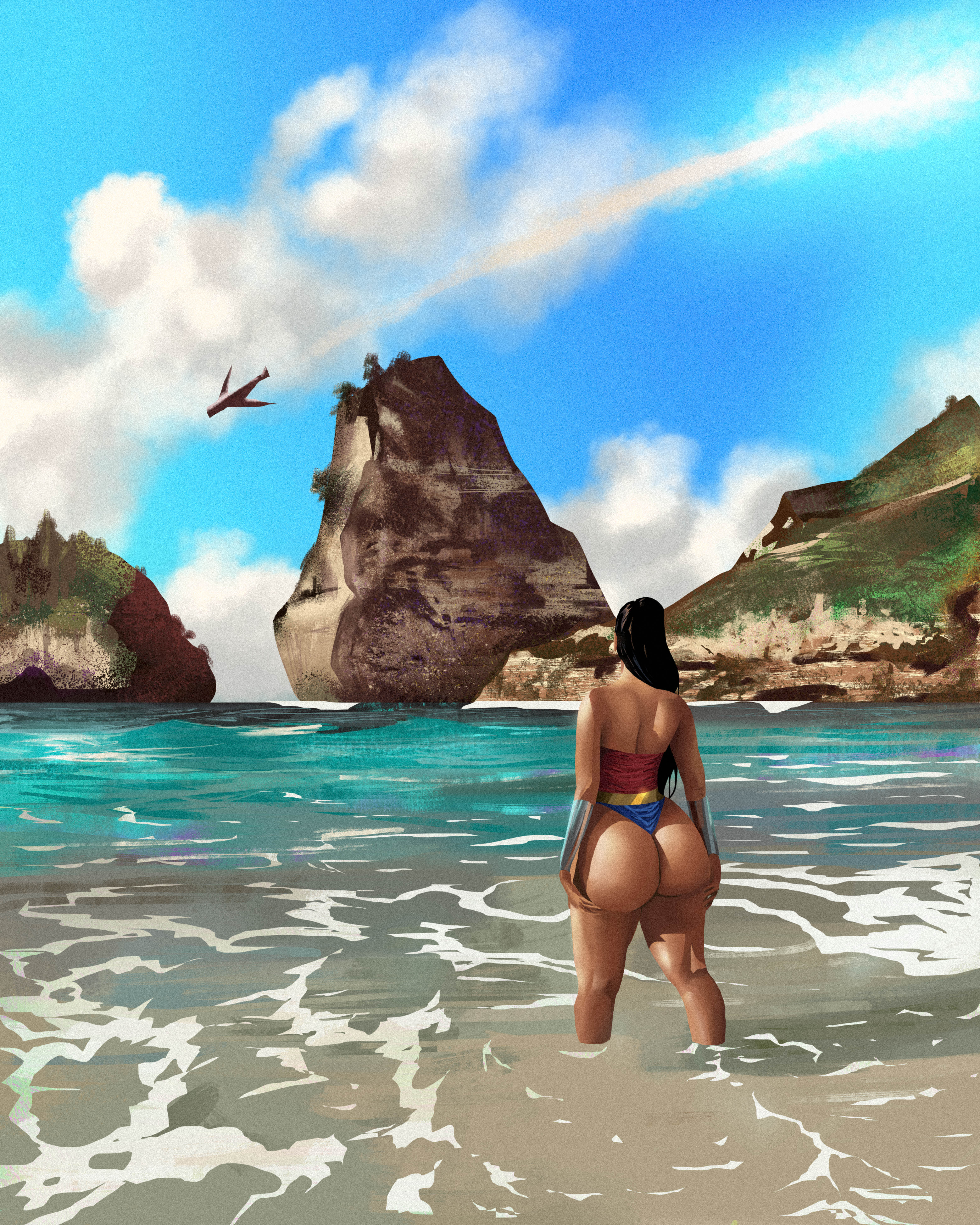amazon, ass, big ass, big breasts, bottom heavy, breasts, dc, dc comics, diana prince, fat ass, female, justice league, seductive, thong, wide hips, wonder woman, wonder woman (series), wonderdraws